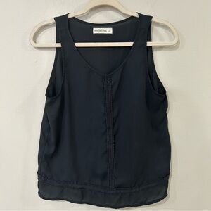 Abercrombie & Fitch Black Sleeveless Relaxed Flowy Sheer Tank Top Size Large